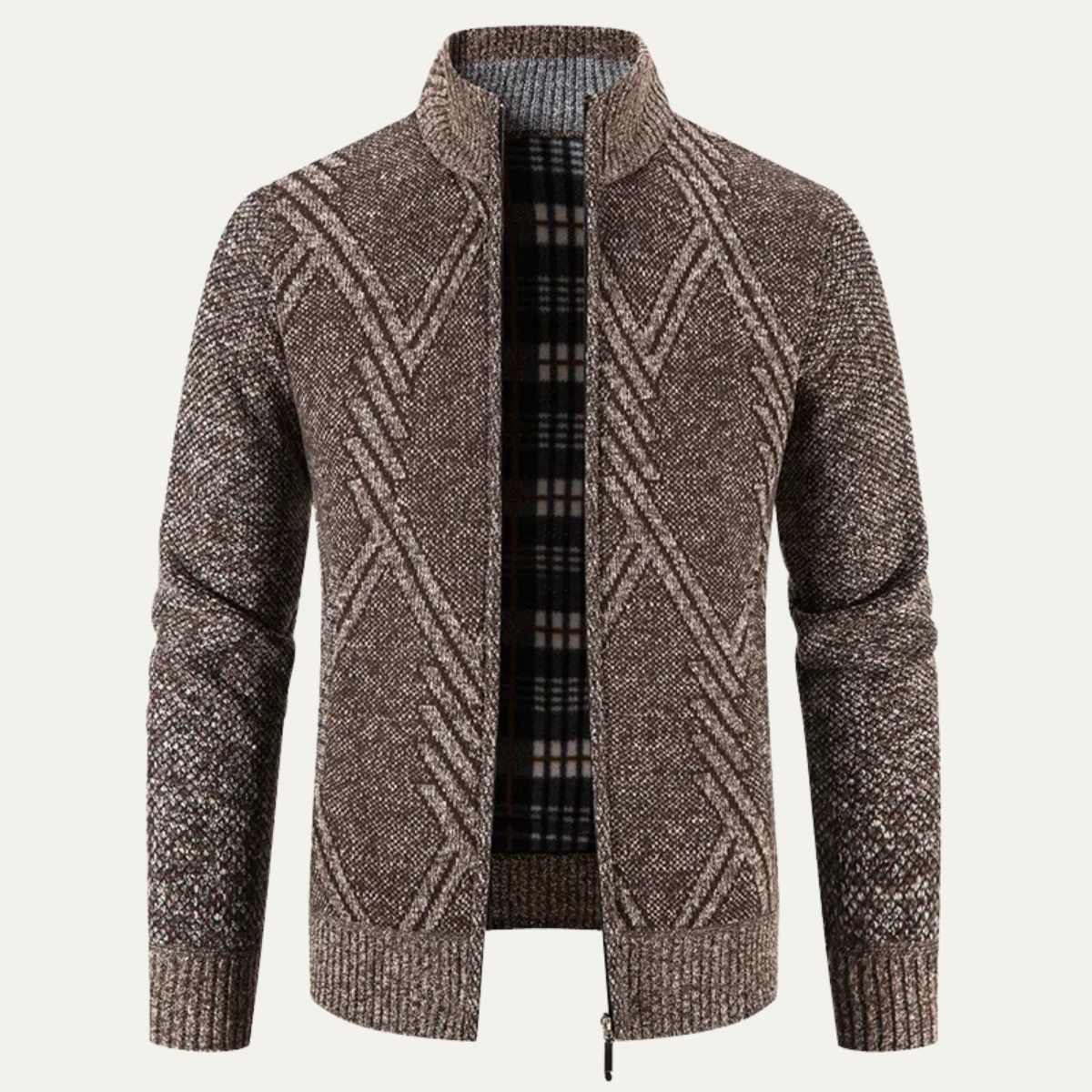 Men’s Diamond Knit Full Zip Cardigan Jacket