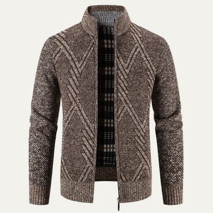 Men’s Diamond Knit Full Zip Cardigan Jacket