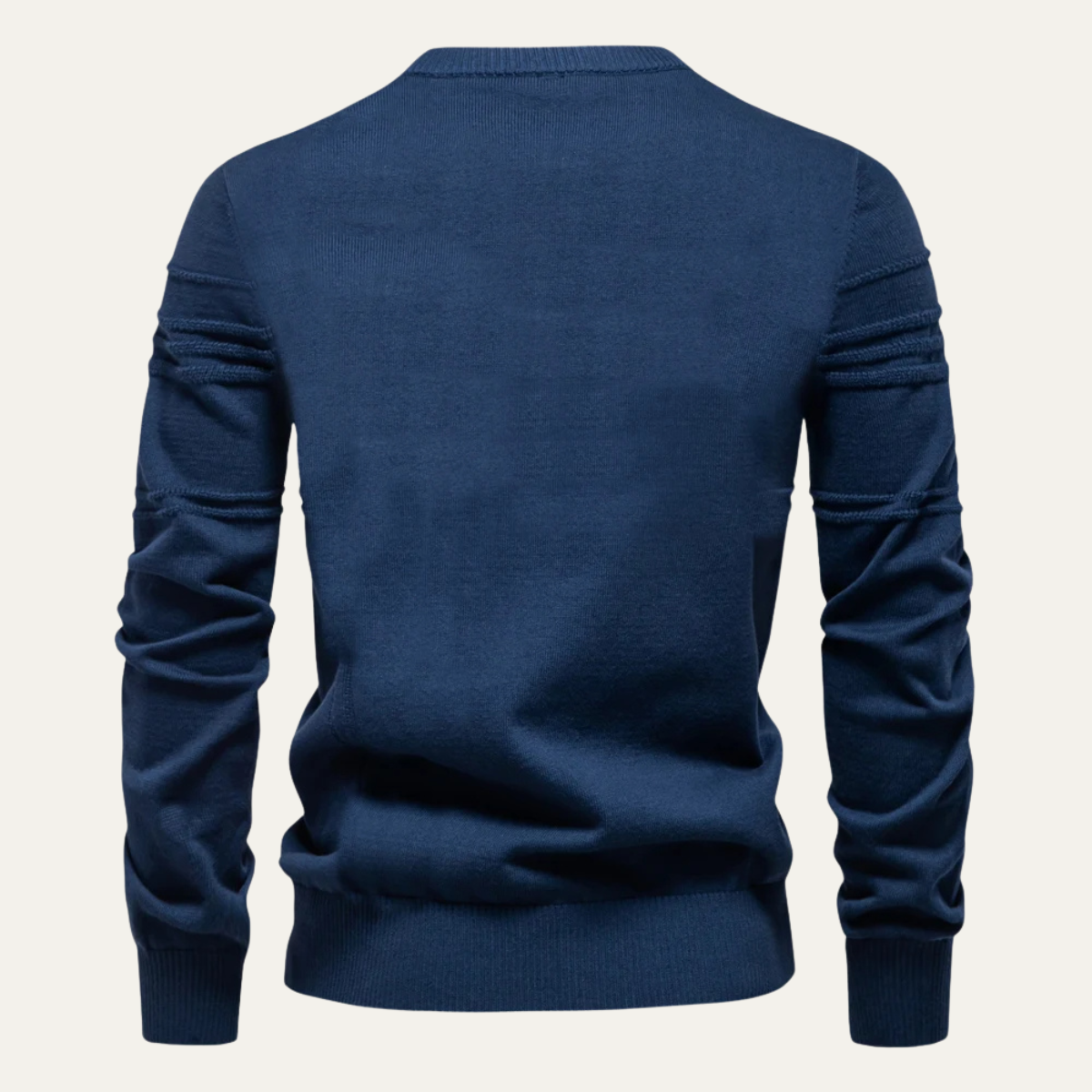 Men’s Textured Grid Pattern Crewneck Knit Sweater