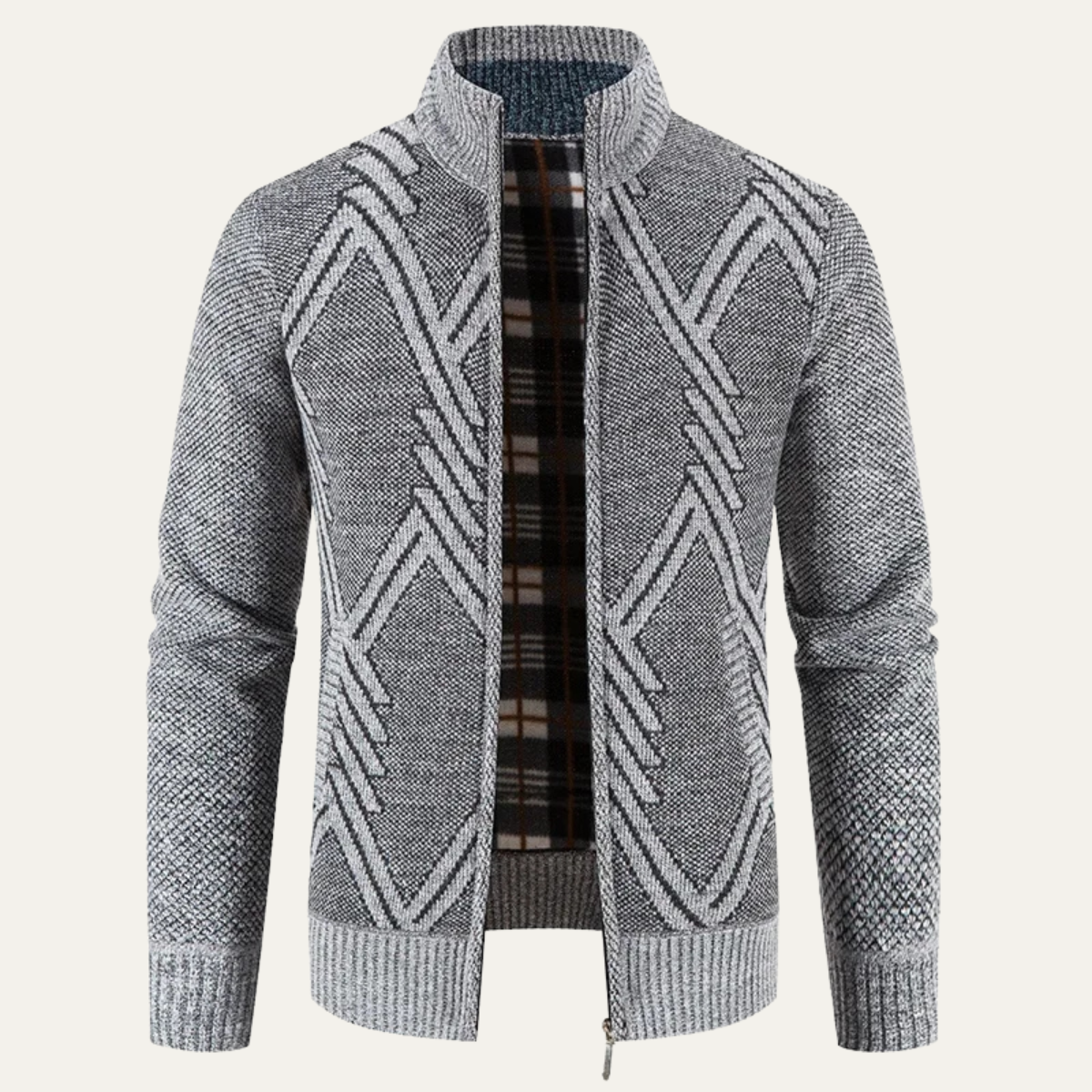 Men’s Diamond Knit Full Zip Cardigan Jacket