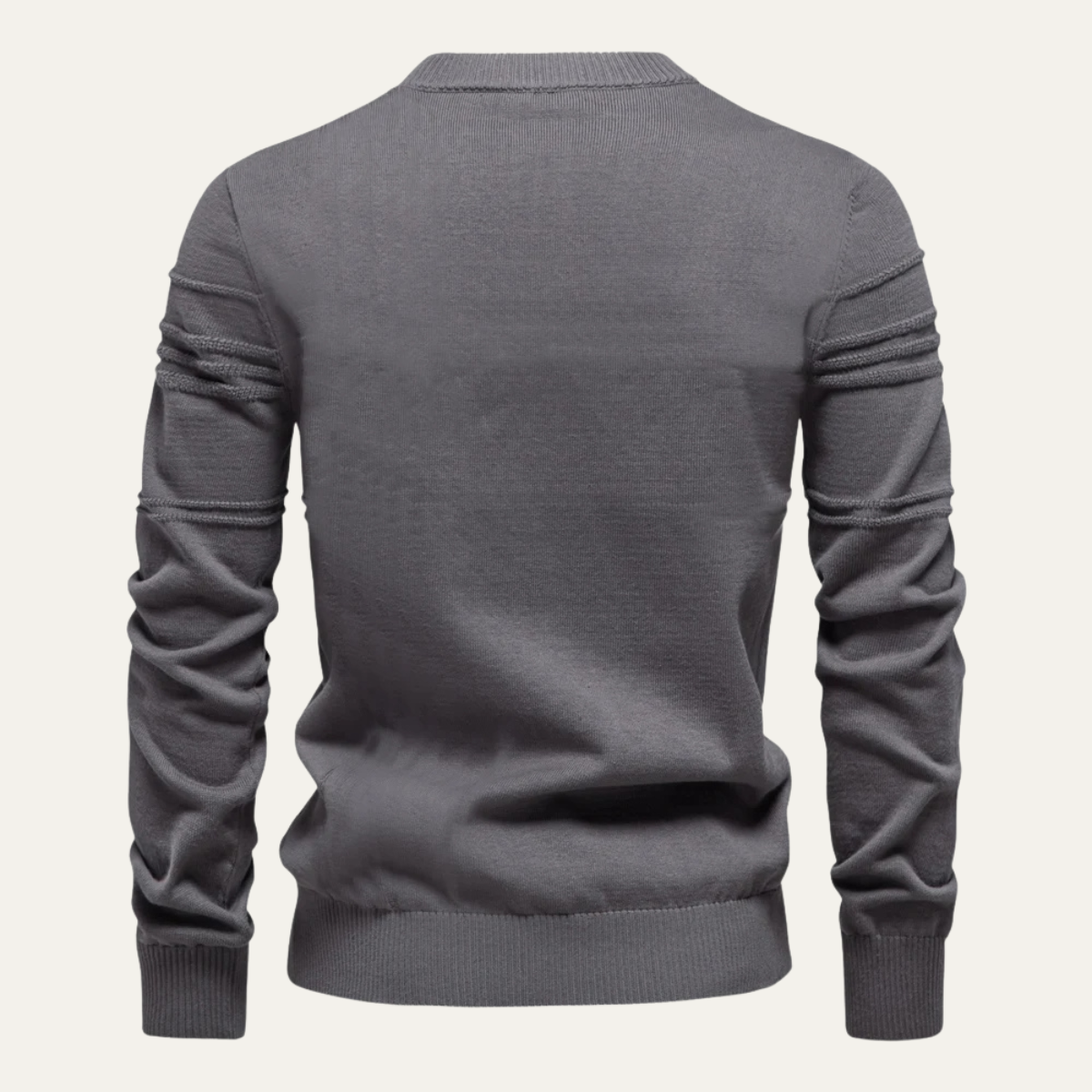 Men’s Textured Grid Pattern Crewneck Knit Sweater