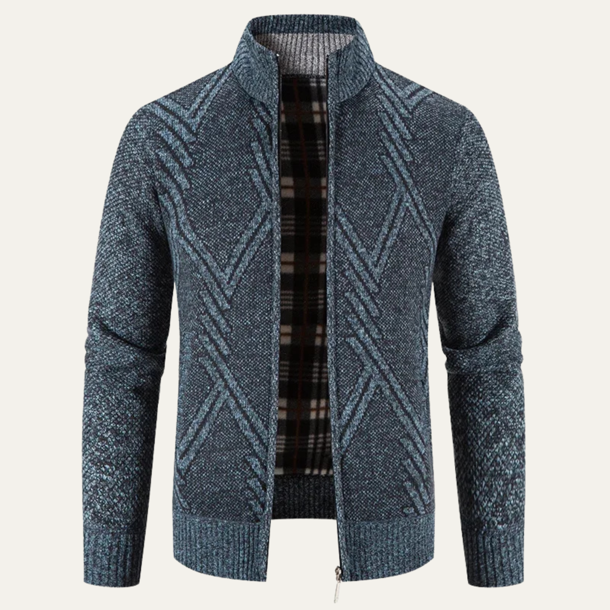 Men’s Diamond Knit Full Zip Cardigan Jacket
