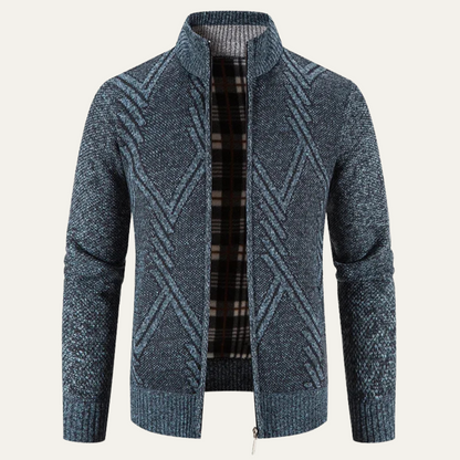 Men’s Diamond Knit Full Zip Cardigan Jacket