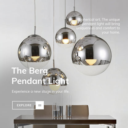 Elegant Glass Pendant Lamp Clear Silver Globe Shade - BritishElegance