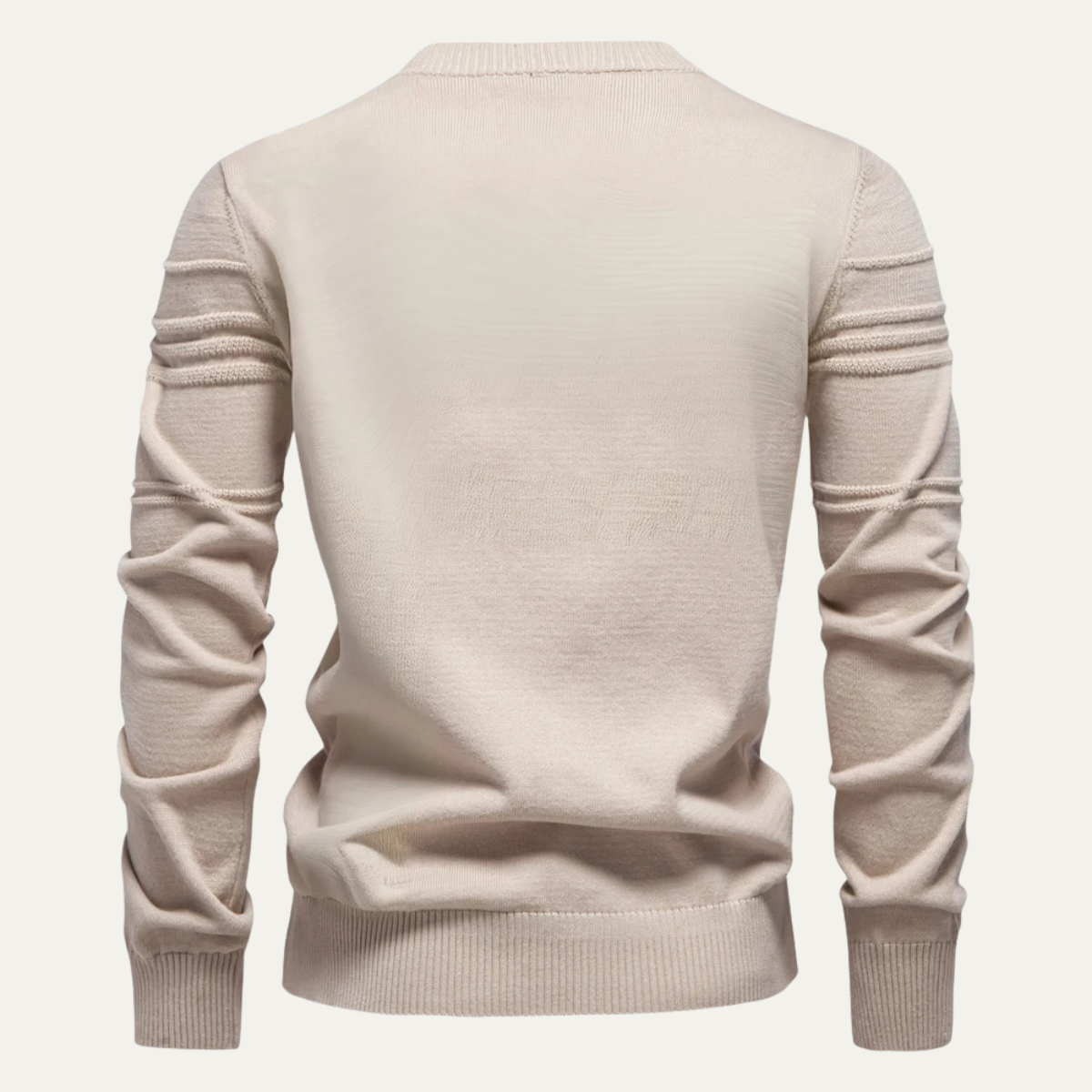 Men’s Textured Grid Pattern Crewneck Knit Sweater
