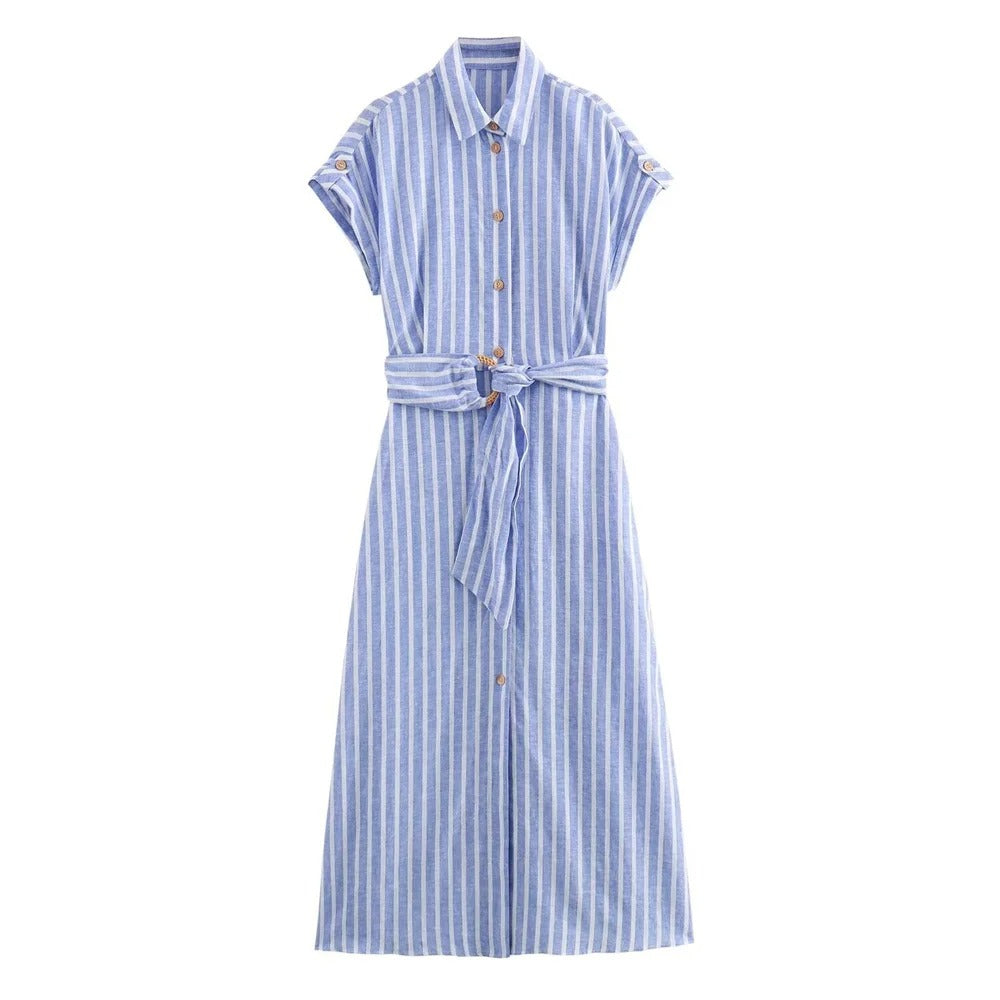 Striped Blouse Dress - BritishElegance