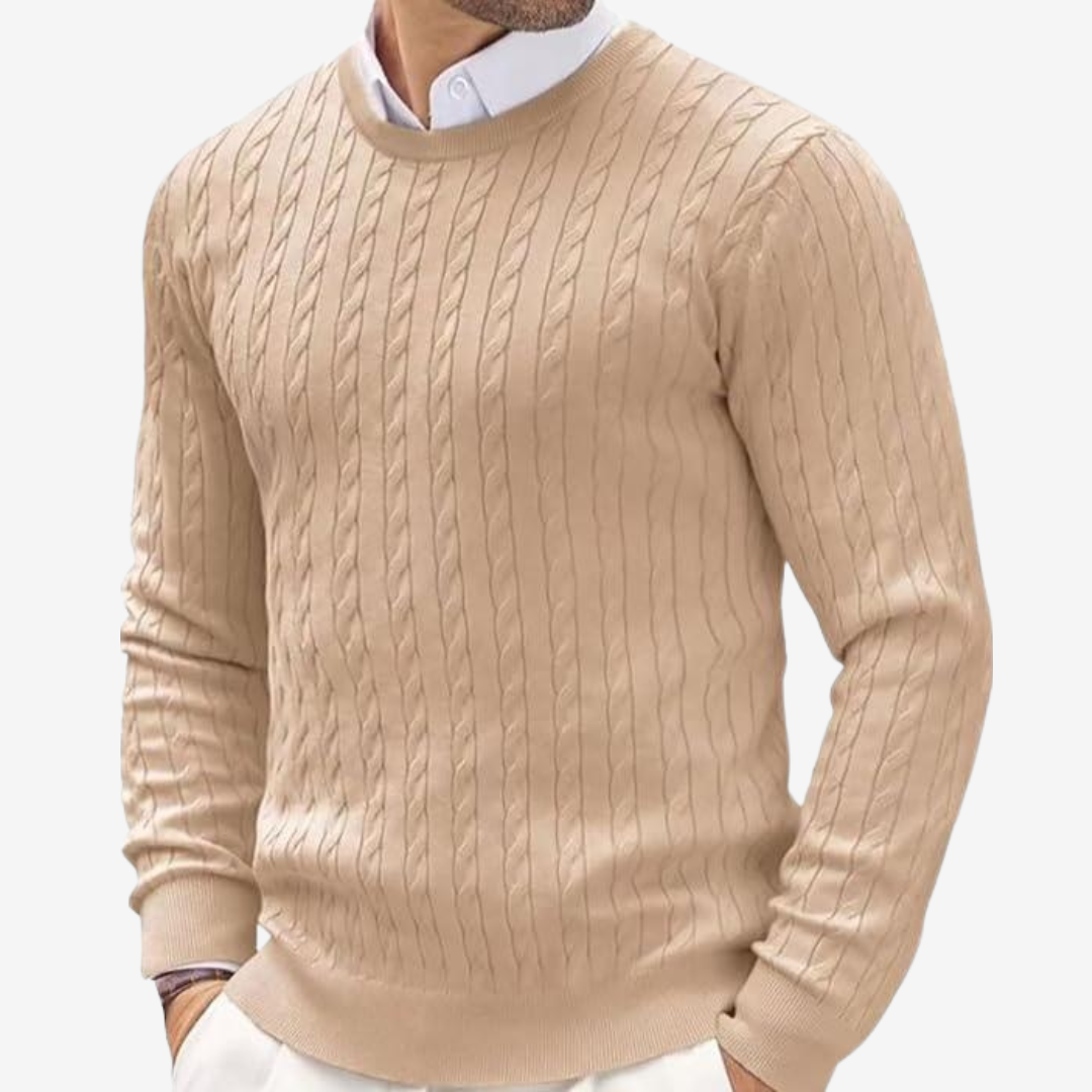 Classic Men's Cable Knit Crew Sweater