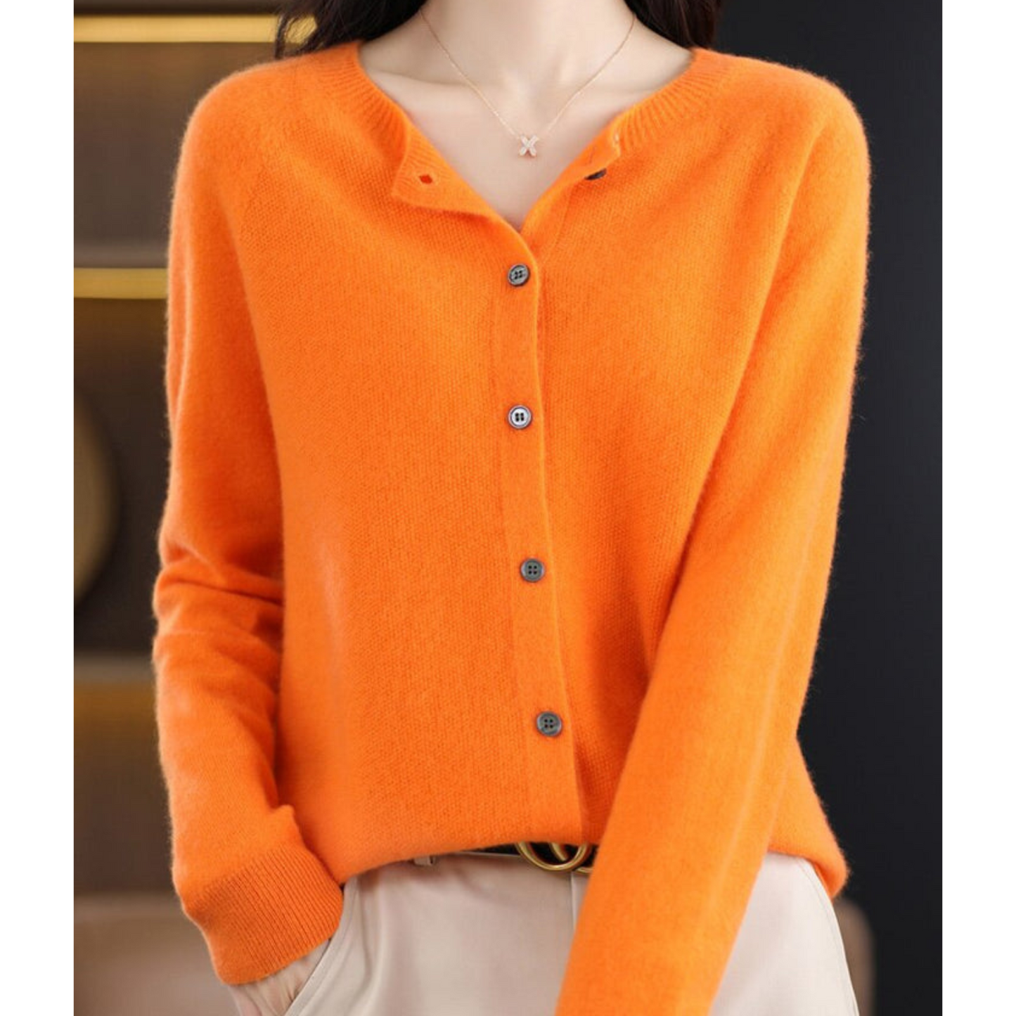 Soft Crew Neck Winter Cardigan Sweater