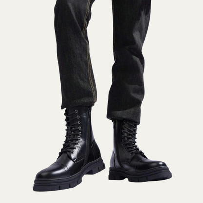 Men’s Cap Toe Combat Boots with Side Zipper