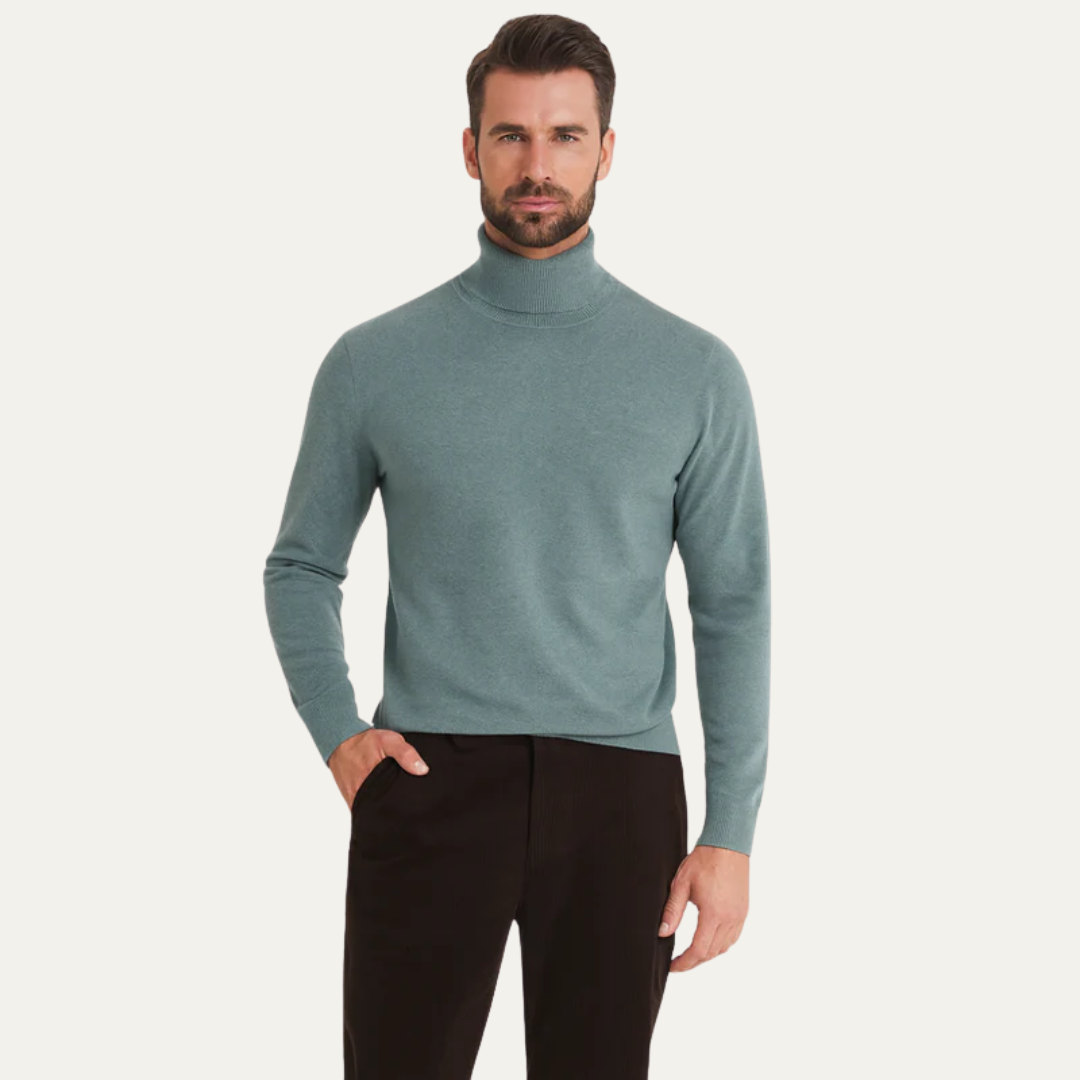 Men’s Smooth Knit Fitted Turtleneck Sweater