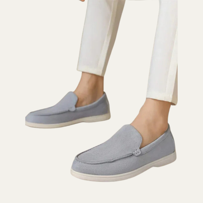 Men’s Suede Driving Moccasins with Metal Keeper Detail