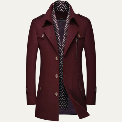The Siena Men's Wool Blend Long Trench Coat with Lapel Collar