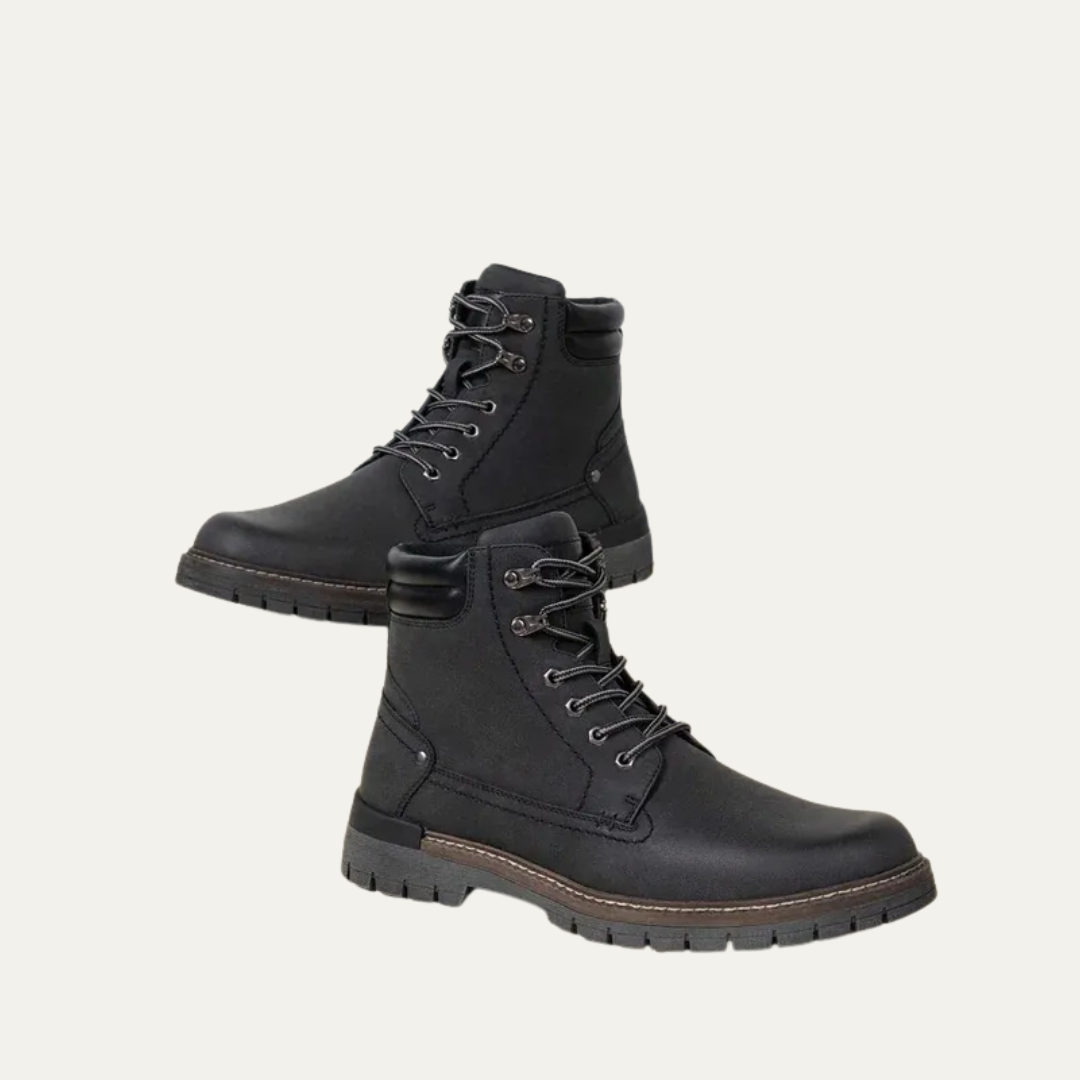 Men’s Military Style Lace Up Combat Boots with Lug Sole