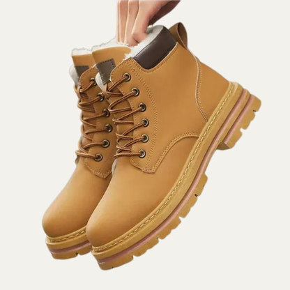 Men’s Rugged Faux Fur Lined Lace Up Hiking Boots