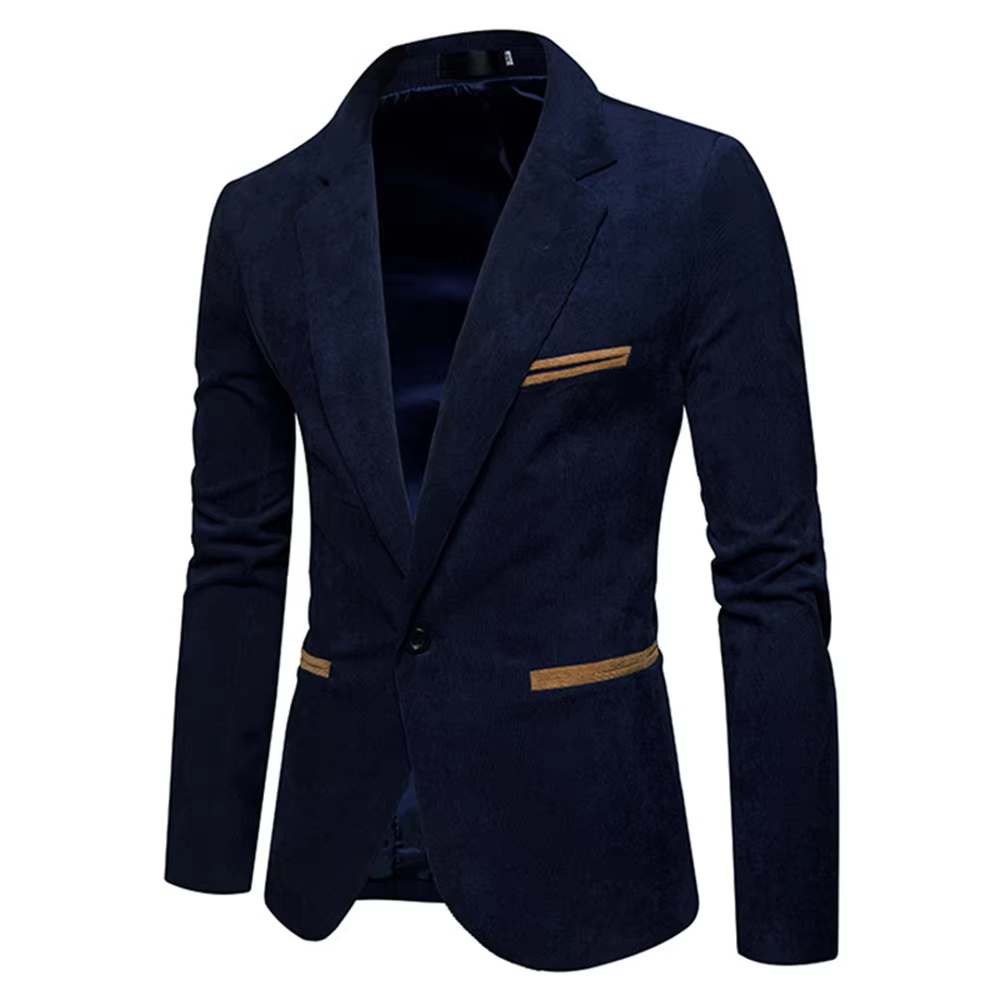 Classic One Button Tailored Corduroy Jacket