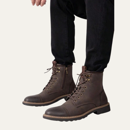 Men’s Cap Toe Lace Up Combat Style Ankle Boots