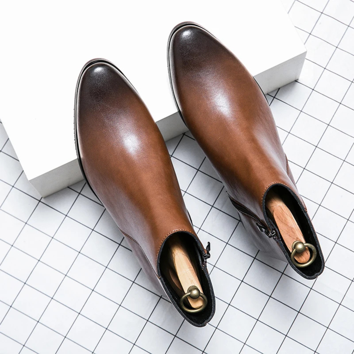 The Henley Men’s Classic High Heel Leather Chelsea Dress Boots
