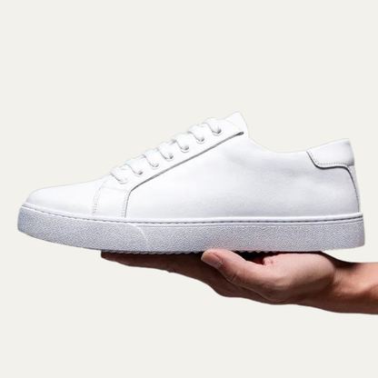 Men’s Leather Low Top Sneakers with Thick Cupsole