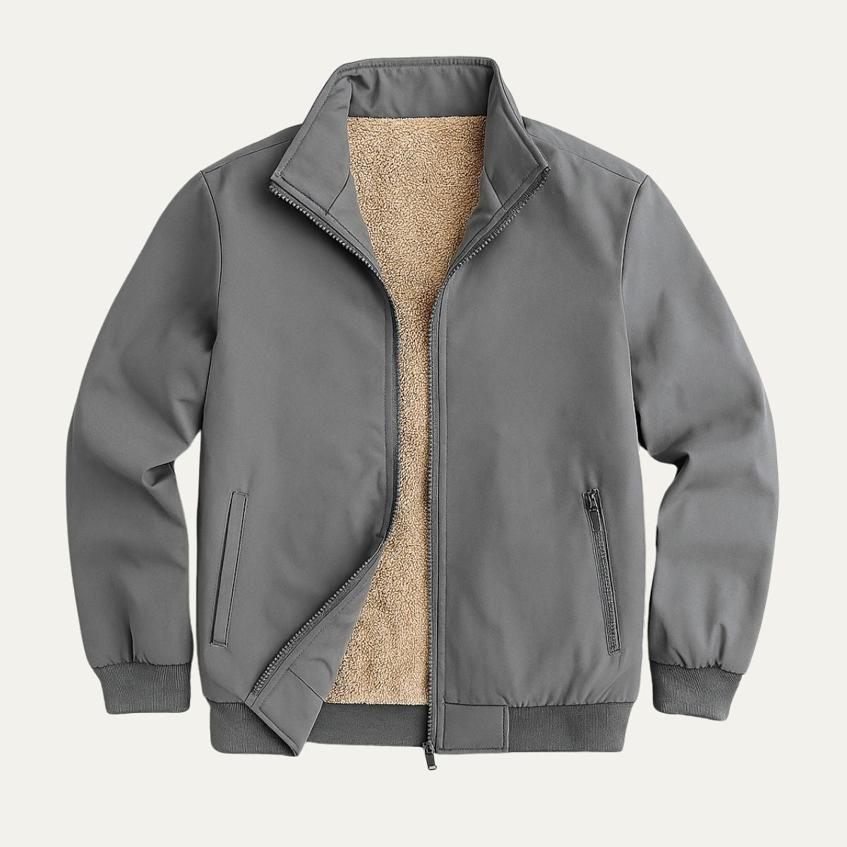 Men’s Lightweight Sherpa Lined Full Zip Harrington Jacket