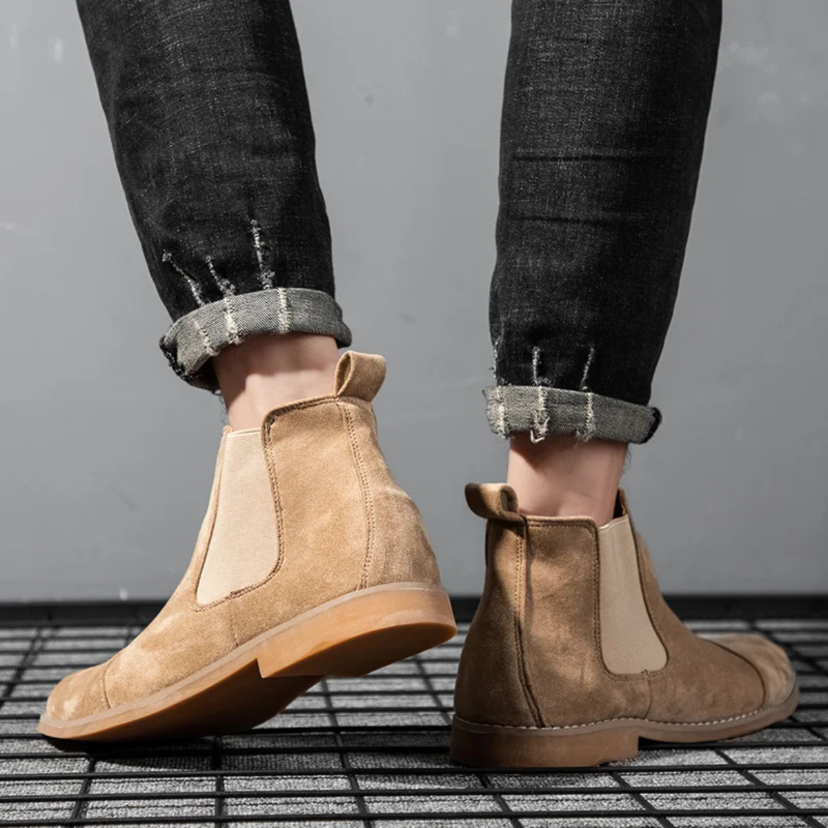 The Torcello Men’s Suede Chelsea Slip On Boots with Elastic Side Panels
