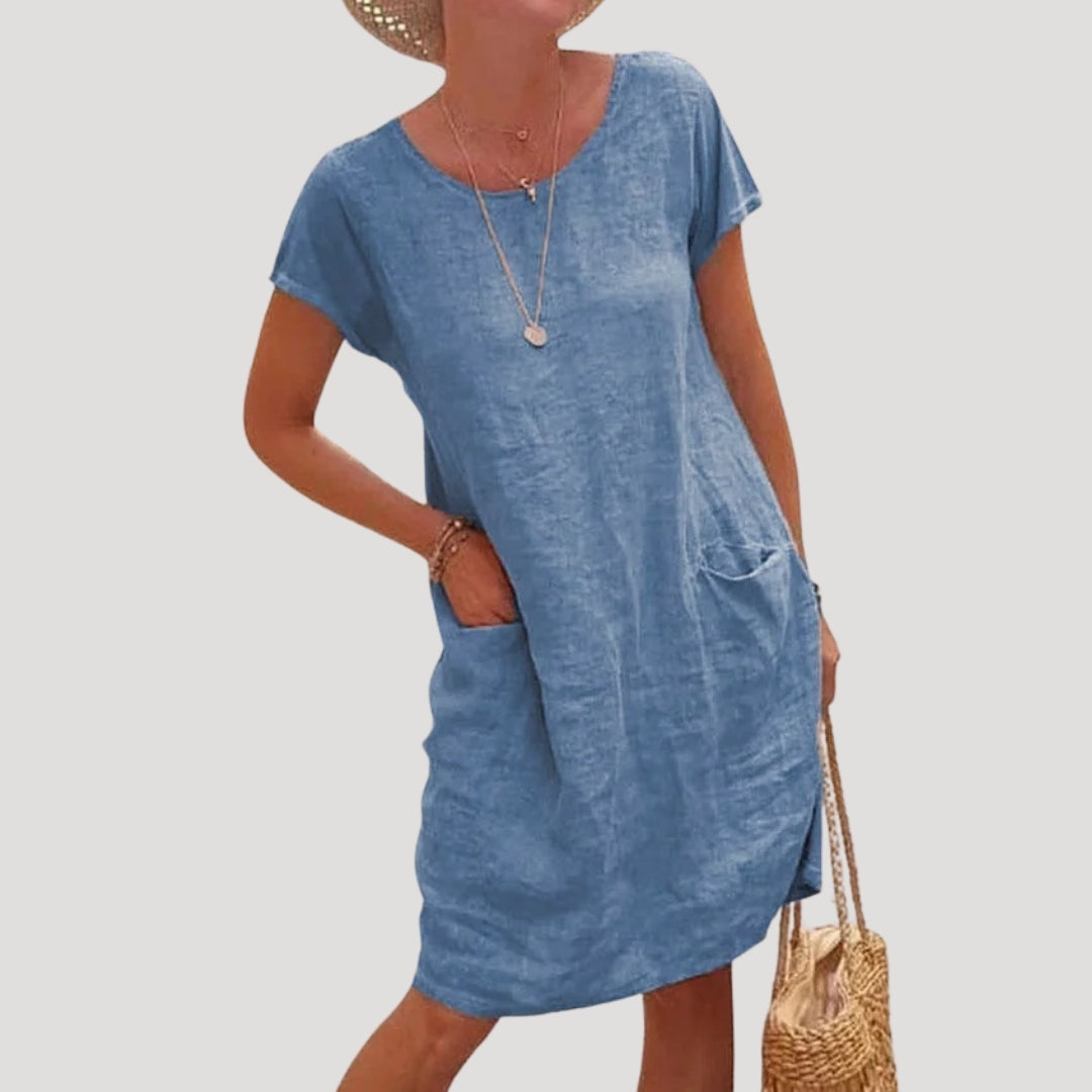 Comfy Ladies Summer Short Sleeve Midi Dress - BritishElegance