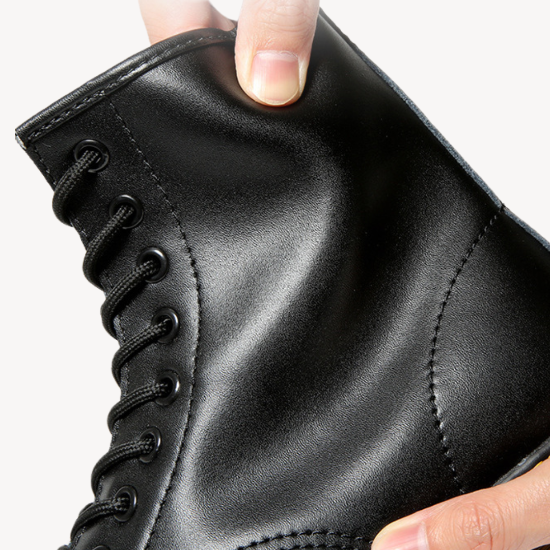 Unisex's Leather Combat Boots - Durable Lace-Up Ankle Shoes