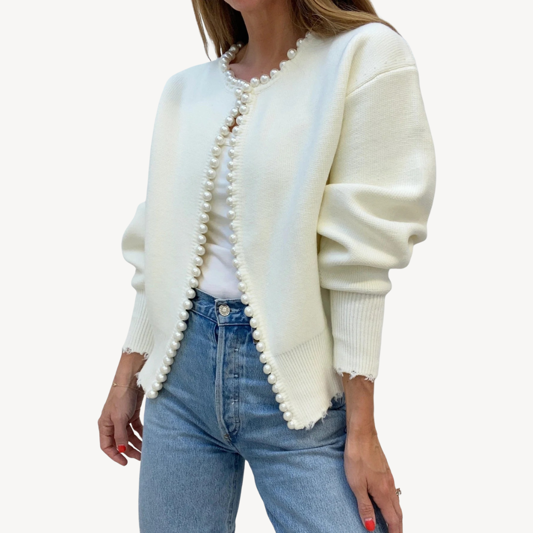 Women’s Knit Cardigan with Pearl Trim