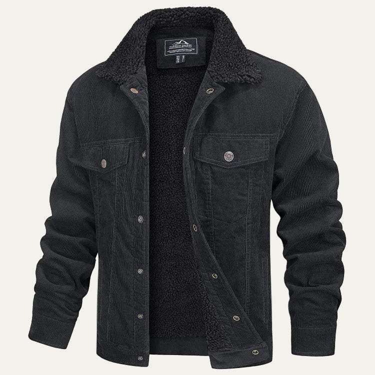 Men’s Warm Corduroy Sherpa Lined Trucker Jacket