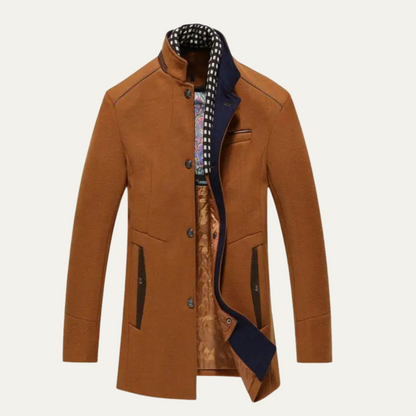 Men’s Stand Collar Single Breasted Topcoat