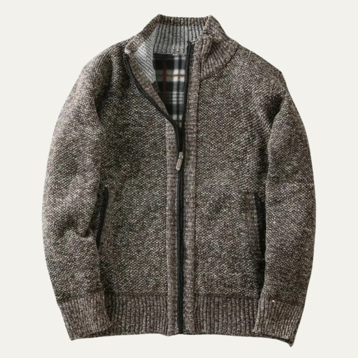 Men’s Mottled Chunky Knit Full Zip Cardigan