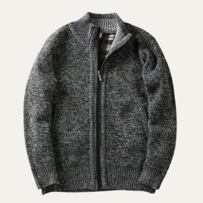 Men’s Mottled Chunky Knit Full Zip Cardigan