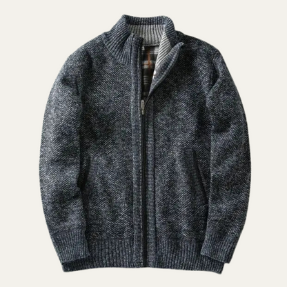 Men’s Mottled Chunky Knit Full Zip Cardigan