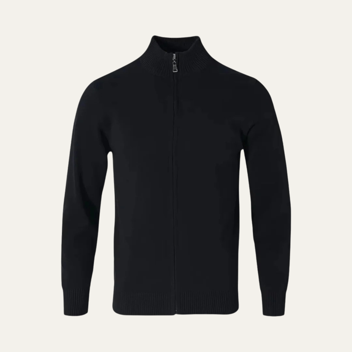 Men’s Smooth Knit Full Zip Funnel Neck Cardigan