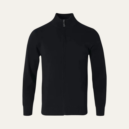Men’s Smooth Knit Full Zip Funnel Neck Cardigan