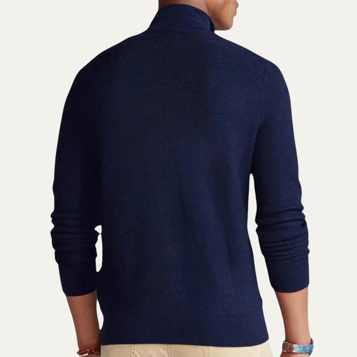 Men’s Smooth Knit Full Zip Funnel Neck Cardigan