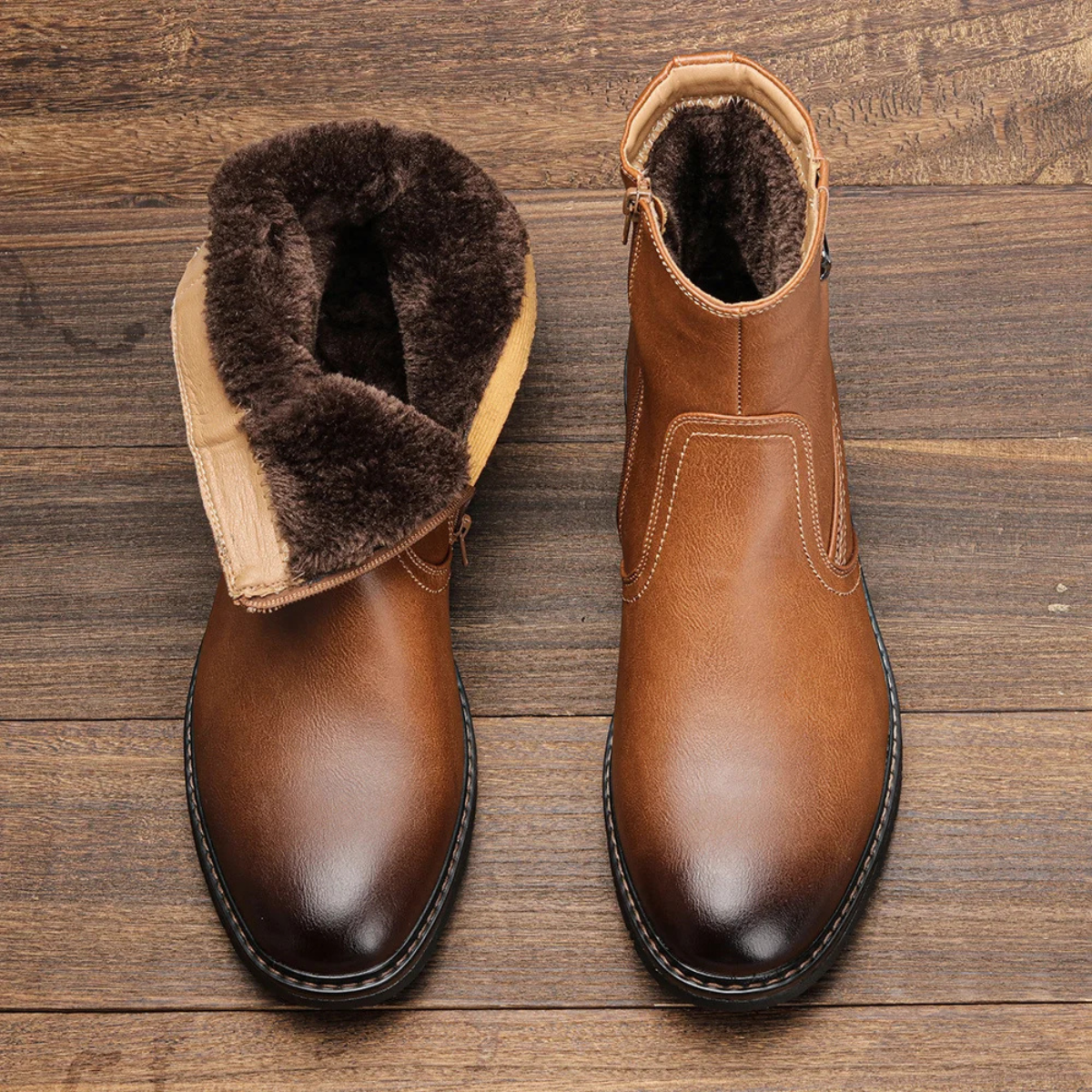 The Catanzaro Men’s Warm Fur Line Winter Leather Ankle Boots