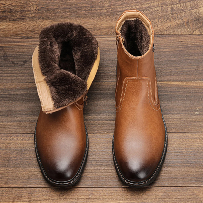 The Catanzaro Men’s Warm Fur Line Winter Leather Ankle Boots