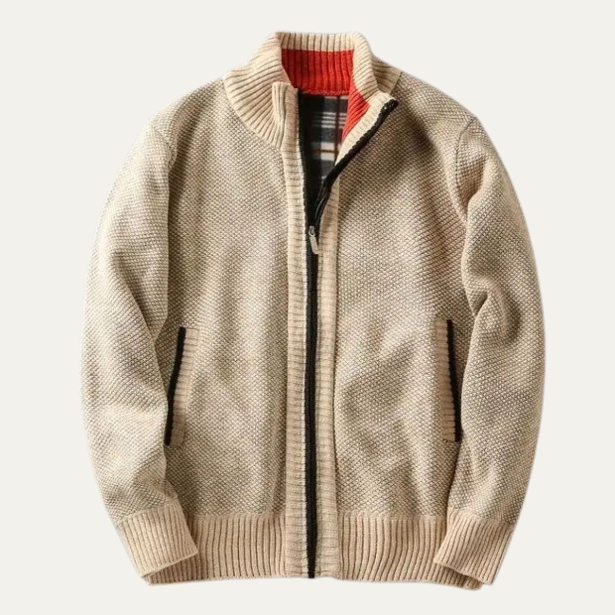 Men’s Mottled Chunky Knit Full Zip Cardigan