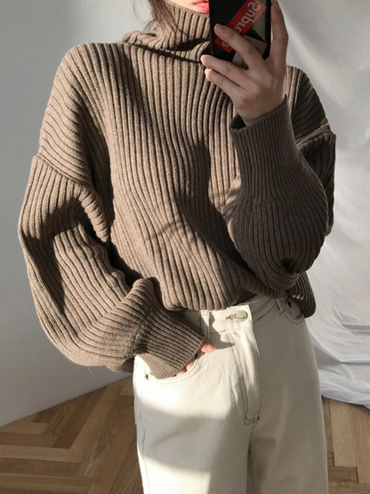 Warm Chunky Knit Turtleneck Sweater for Women