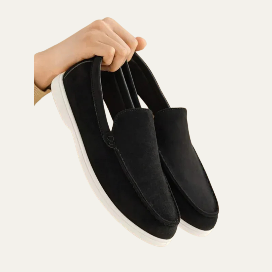 Men’s Suede Driving Moccasins with Metal Keeper Detail