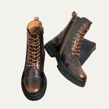 Men’s Cap Toe Combat Boots with Side Zipper