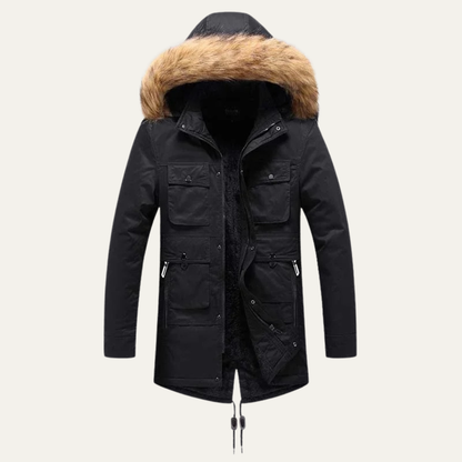 The Manchester Men’s Wam Hooded Winter Parka Coat with Fur Trim