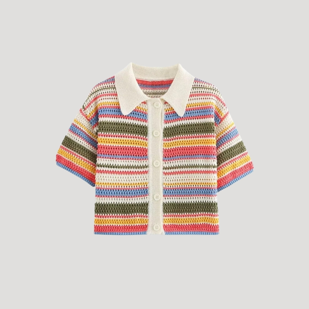 Colorful Crochet open-front Cardigan Sweater - BritishElegance