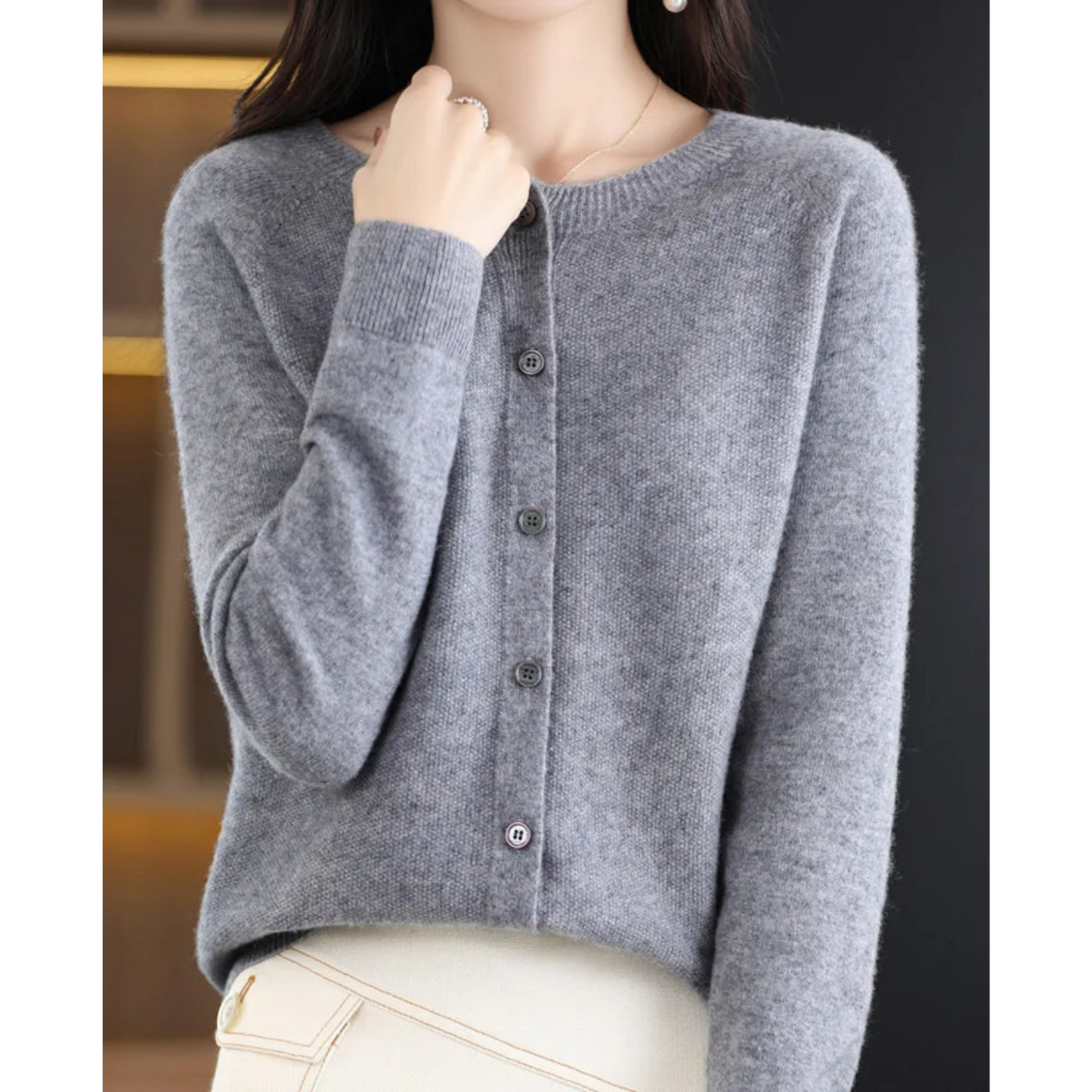 Soft Crew Neck Winter Cardigan Sweater
