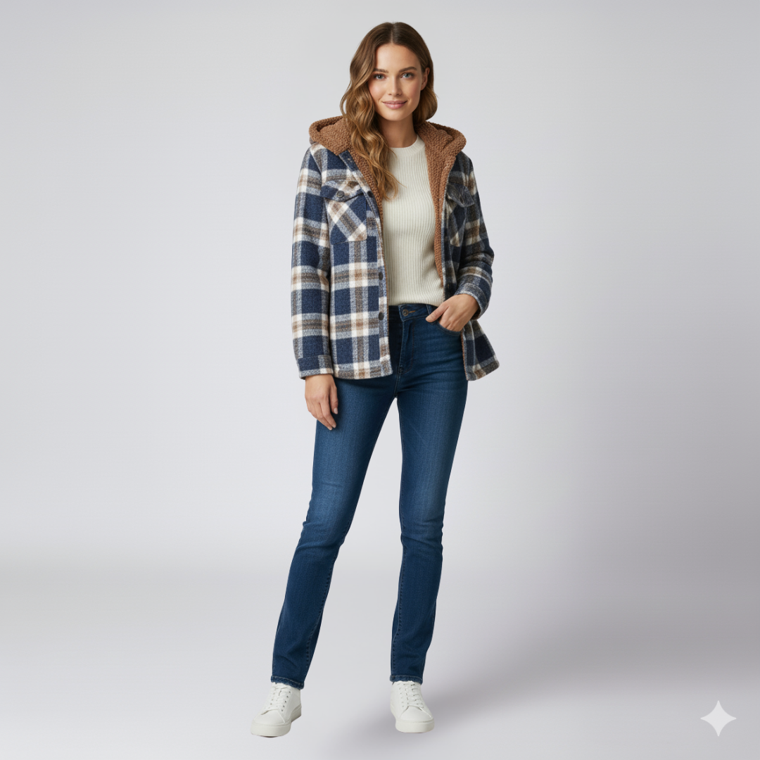 Elizabeth | Autumn Jacket - Hooded Plaid Outerwear for Women