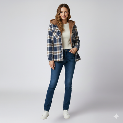Elizabeth | Autumn Jacket - Hooded Plaid Outerwear for Women