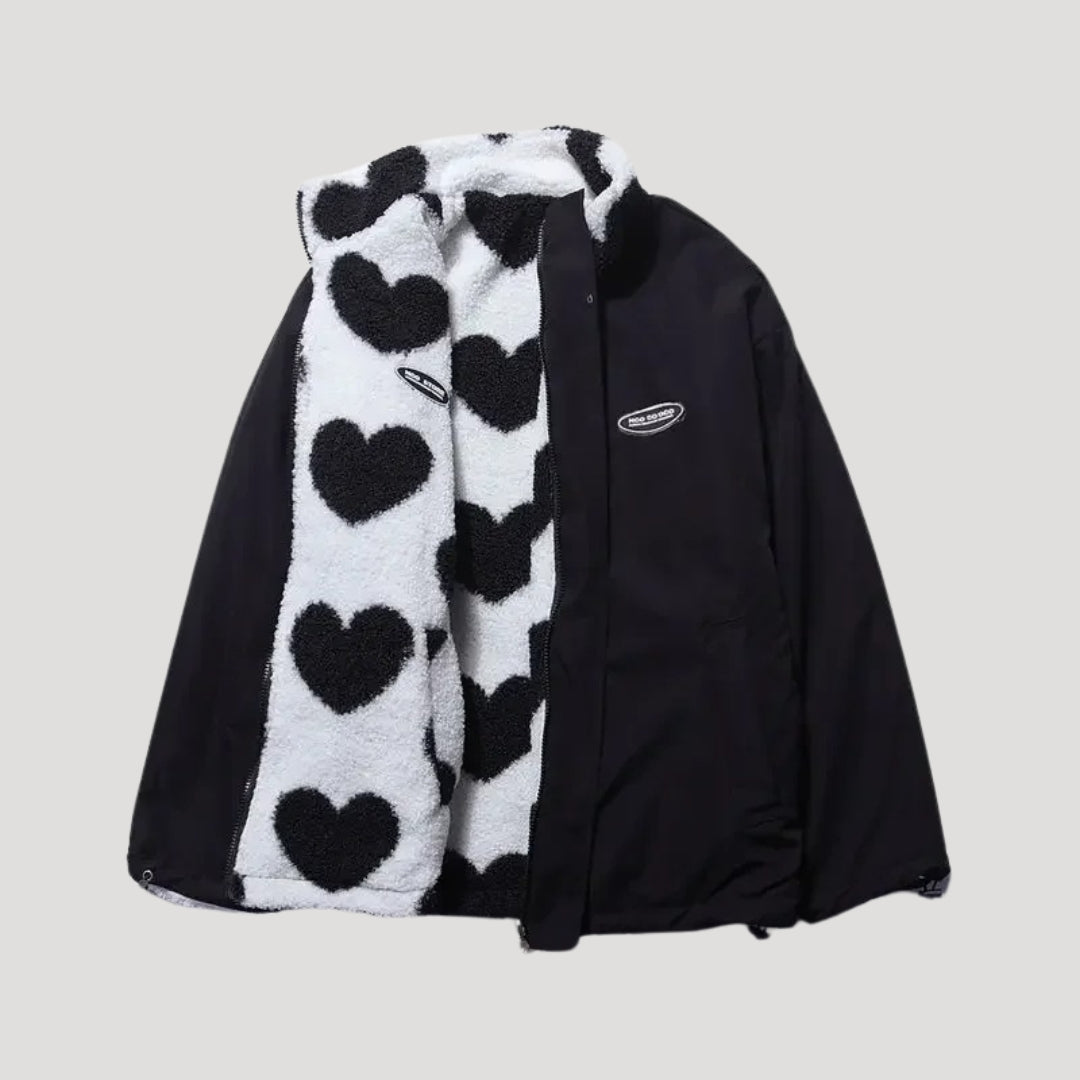 Ladies' Double Sided Fleece Heart Pattern Coat