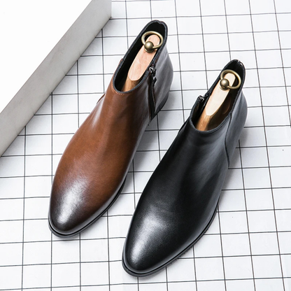 The Henley Men’s Classic High Heel Leather Chelsea Dress Boots