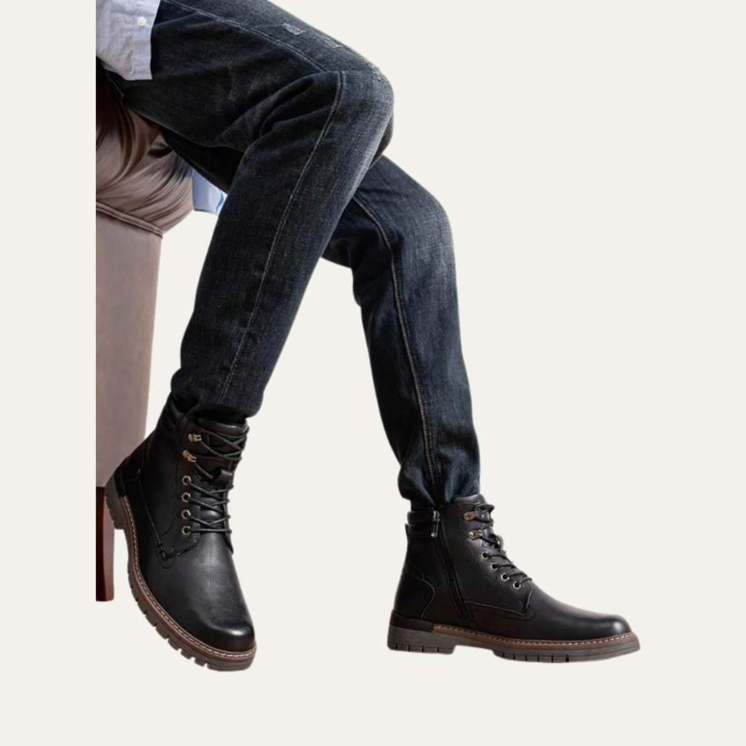 Men’s Military Style Lace Up Combat Boots with Lug Sole