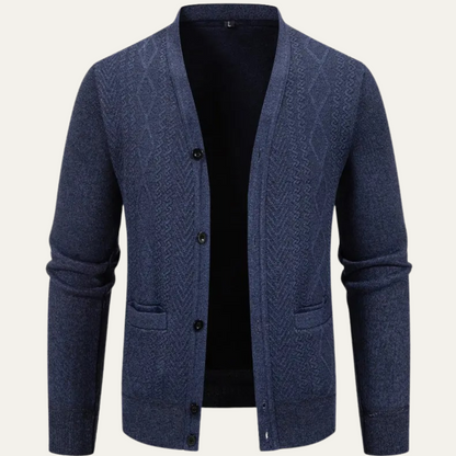 The Llangollen Men's Button Up Casual Knit Cardigan with Pockets